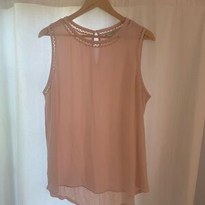 LOFT Blush Pink Sleeveless Crochet-Trim Camisole